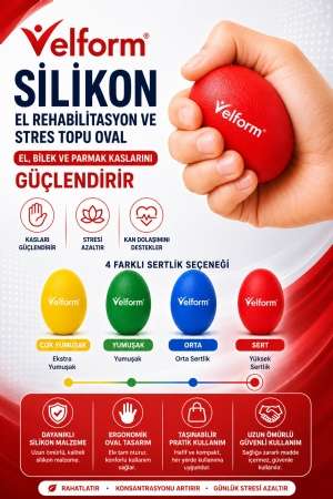 Silikon El Stres ve Rehabilitasyon Topu Egzersiz El Güçlendirme Kırmızı - Sert