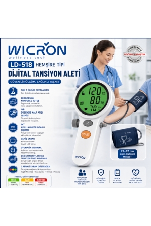 Wicron Tansiyon Aleti Koldan Dijital LD518 Hemşire Tipi IHB Düzensiz Tans.Uyarısı